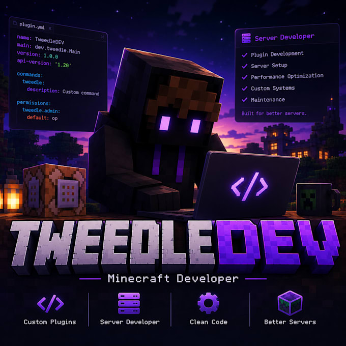develop custom minecraft servers, plugins, and server websites
