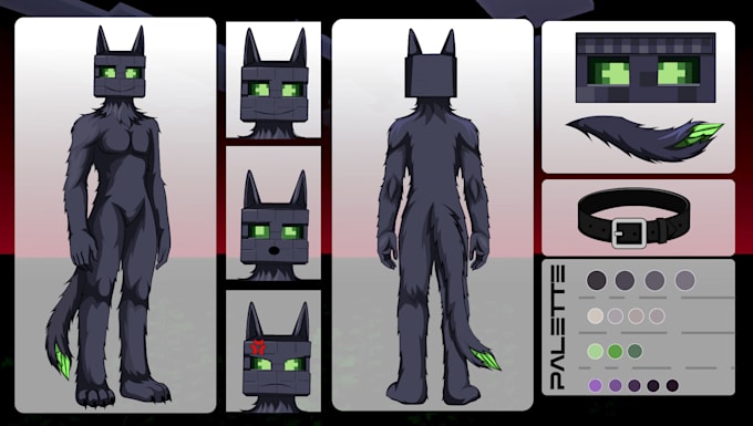 create a professional furry character reference sheet