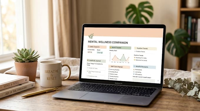 design a premium mental wellness journal notion template anxiety tracker