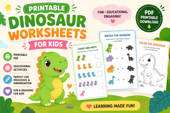 printable dinosaur worksheets for kids