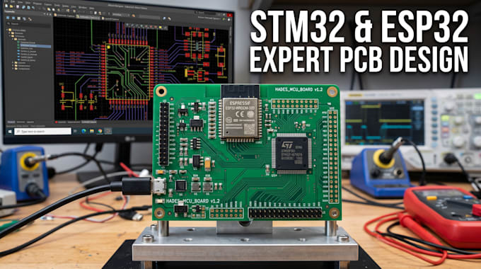 design stm32 and esp32 pcb layout, schematics, circuit boards, embedded systems