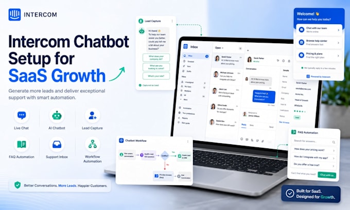 intercom chatbot setup for saas lead generation and customer support