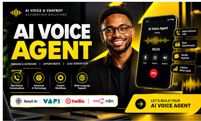 build ai voice agent, ai receptionist, ai calling agent using retell,  and n8n
