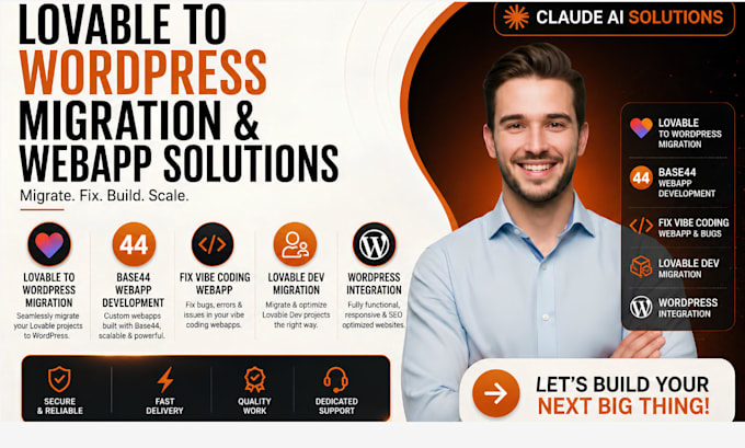 lovable to wordpress, base44, fix vibe coding webapp, lovable dev migration