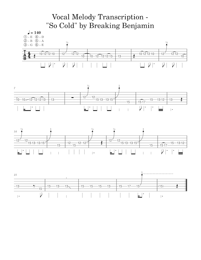 transcribe a vocal melody into guitar tab