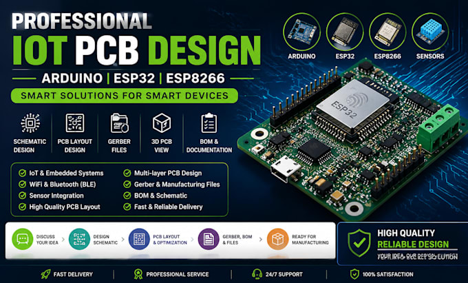 create esp32 and esp8266 wifi bluetooth iot pcb design