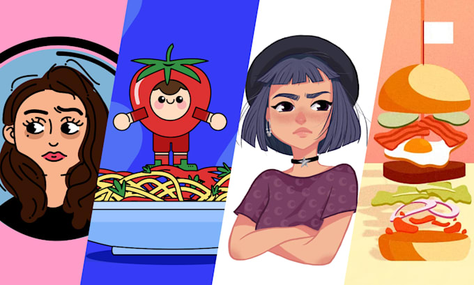 flat vector doodle flat ilustrations in my style
