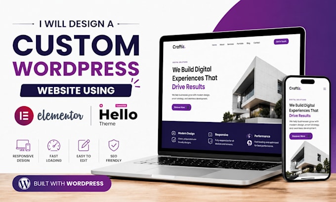 design a custom wordpress website using hello elementor theme