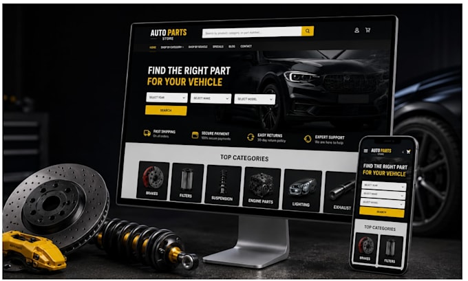 design auto part website, auto parts store, automotive shopify store