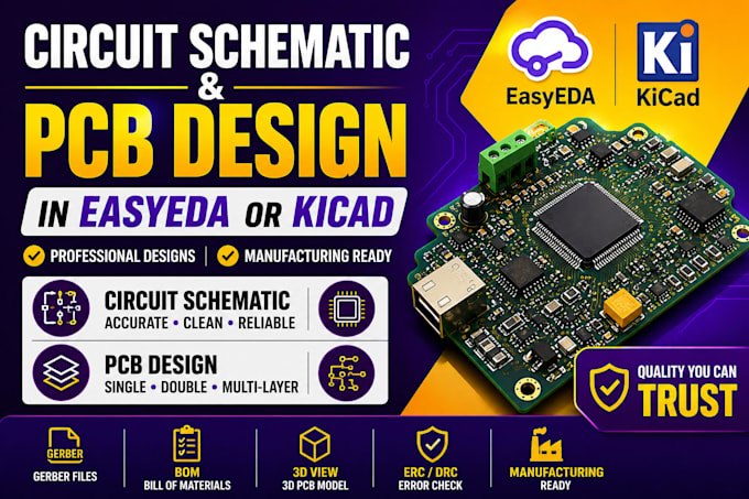 design circuit schematic and pcb design in easyeda or klcad