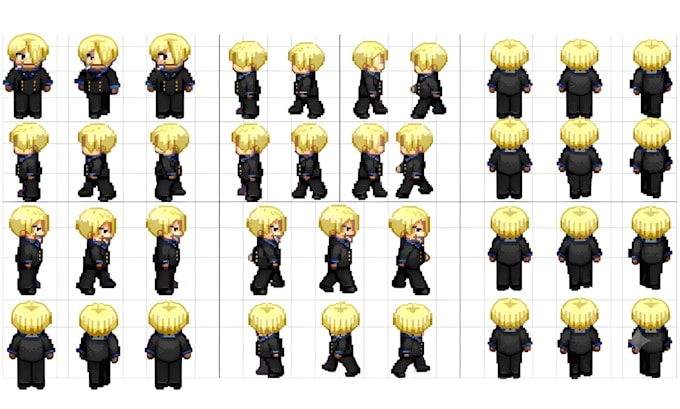 create custom 2d pixel art character sprite sheet animation for game assets