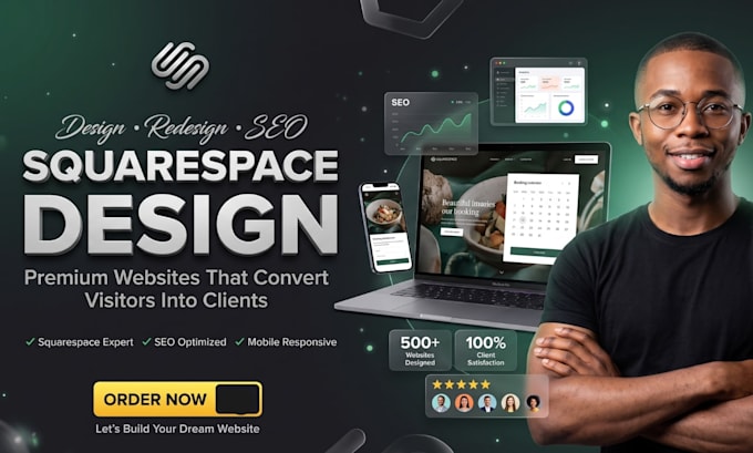 design squarespace website development, squarespace redesign, booking printify