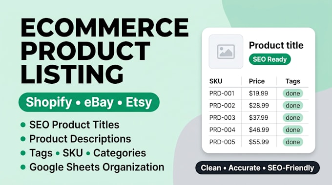upload shopify, ebay, etsy product listings