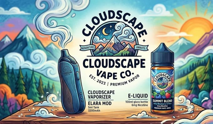 create a custom illustrative vape logo and product