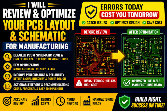 review and optimize your pcb layout, pcb schematic for manufacturing