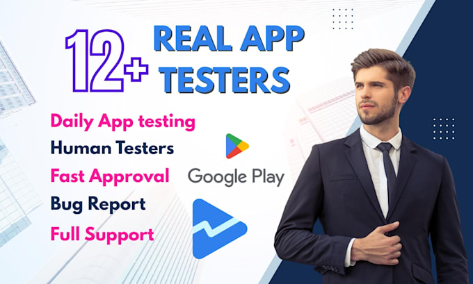 help with real google play testers, closed testing, user testing and 12 testers