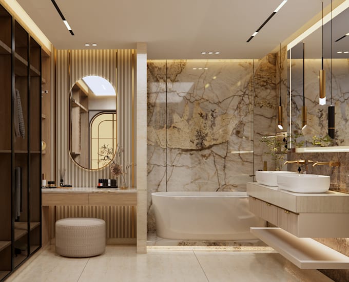 design modern bathroom interiors with 3d renders