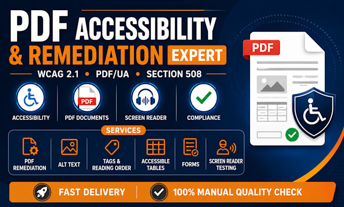 remediate PDF files for wcag, PDF ua, and section 508 accessibility