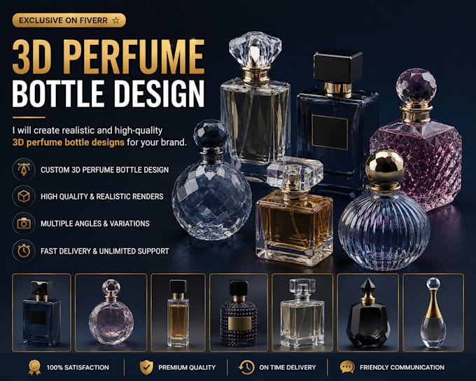 design a realistic 3d perfume bottle in solidworks