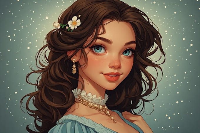 illustrate a professional disney cartoon portrait