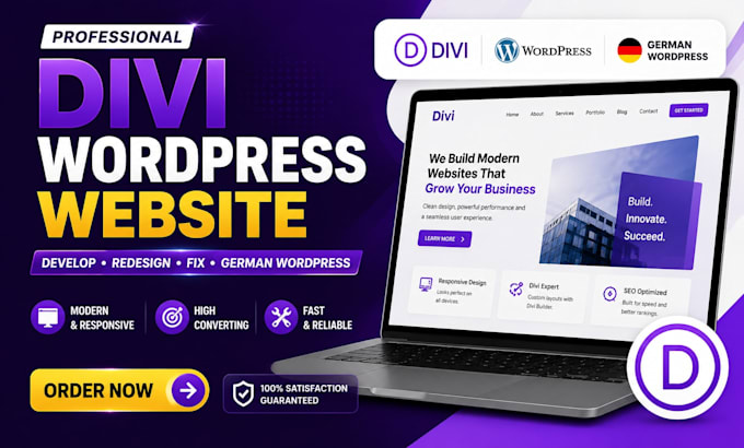 develop divi wordpress website redesign divi landing page fix german wordpress