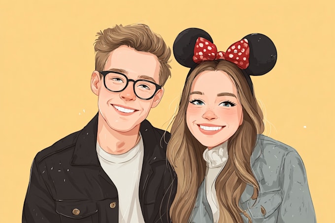 create a custom disney couple illustration