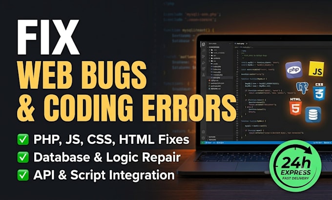 fix PHP errors, debug mysql database, and solve backend web bugs