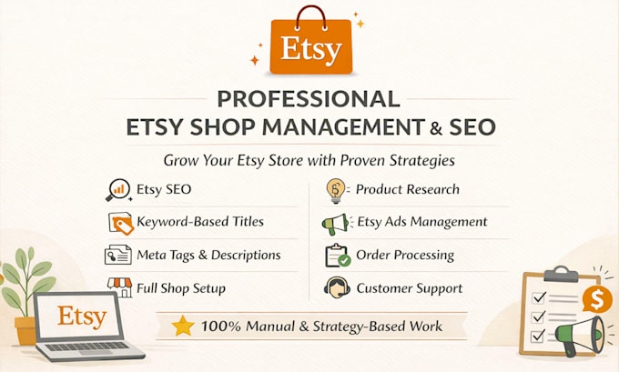 do etsy SEO, listing optimization and shop management
