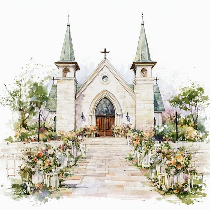 draw watercolor wedding venue