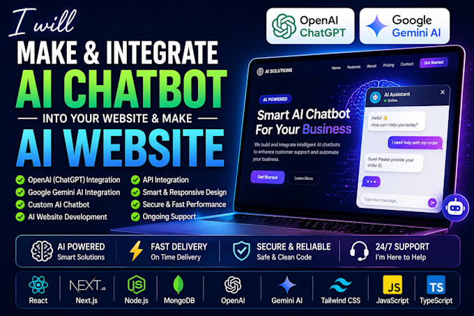 make and integrate ai chatbot into your website and make ai website