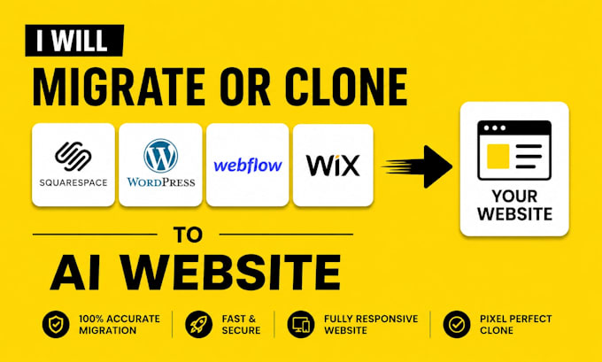 migrate or clone squarespace, wordpress, webflow and wix website to ai website
