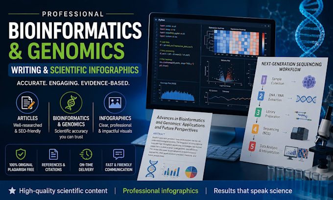 write  SEO bioinformatics  and genomics articles with  custom infographics