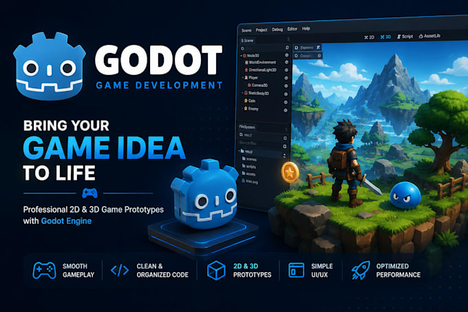 develop a polished godot game prototype in 2d or 3d