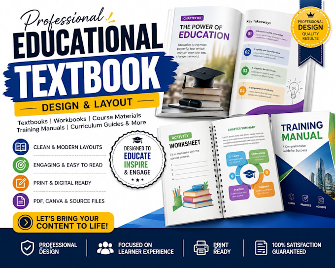 do educational textbook design, course curriculum, training booklet layout