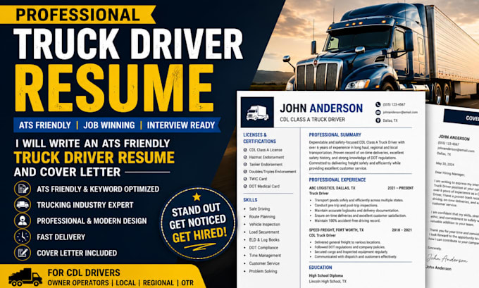 write a friendly truck driver resume and cover letter