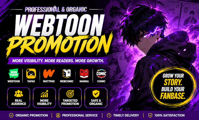 do organic webtoon, webcomic, manga, tapas and wattpad promotion