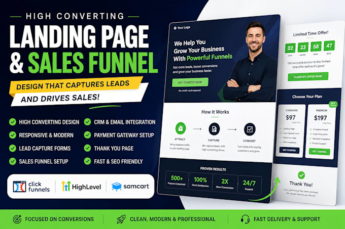 create a landing page and sales funnel to increase conversions