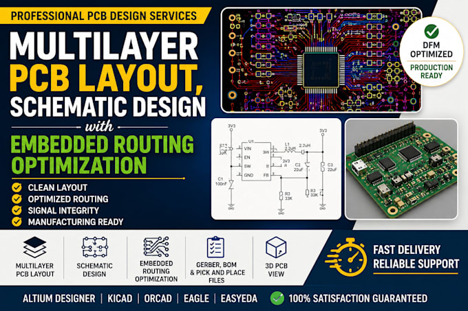 design multilayer pcb layouts, schematic design with embedded routing structure