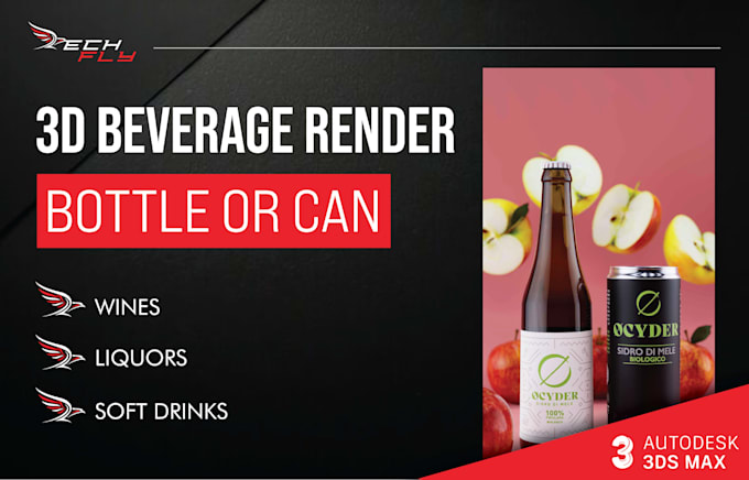 create a 3d render of your beverage bottle or can