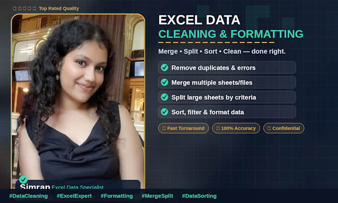 clean, format, merge, split and sort data in excel
