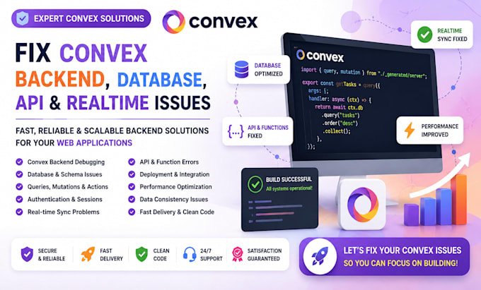 fix convex backend, database, API and realtime issues