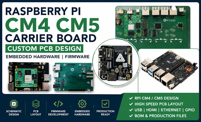 design raspberry pi cm4 cm5 carrier board custom pcb embedded hardware firmware