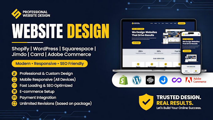design shopify wordpress  squarespace jimdo carrd adobe commerce website design