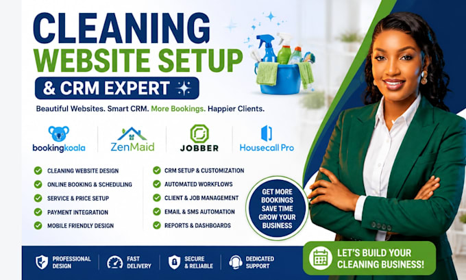 design bookingkoala cleaning website setup zenmaid jobber housecall pro crm