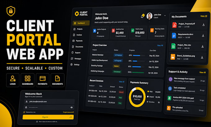 build client portal customer portal web app and dashboard