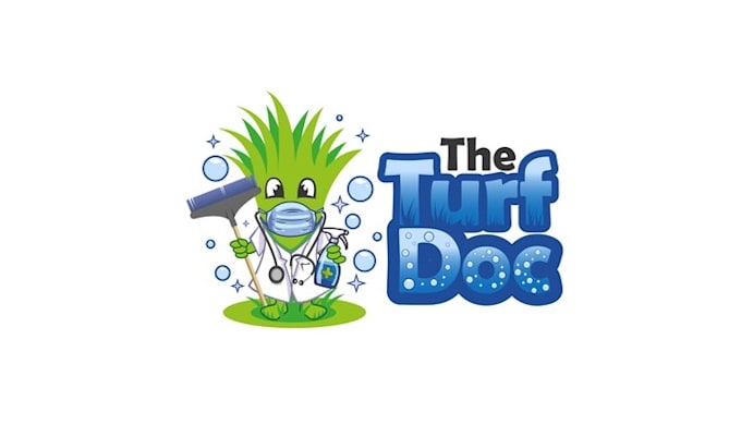 design a cool artificial grass cleaning and repair logo
