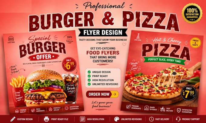 design pizza and burger flyers
