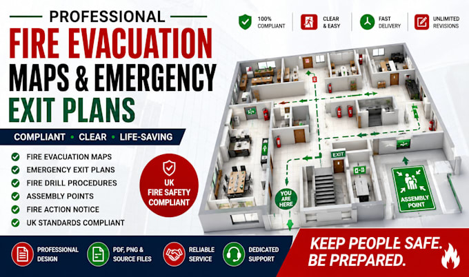 design fire evacuation maps emergency exit plans and fire drill procedures in UK