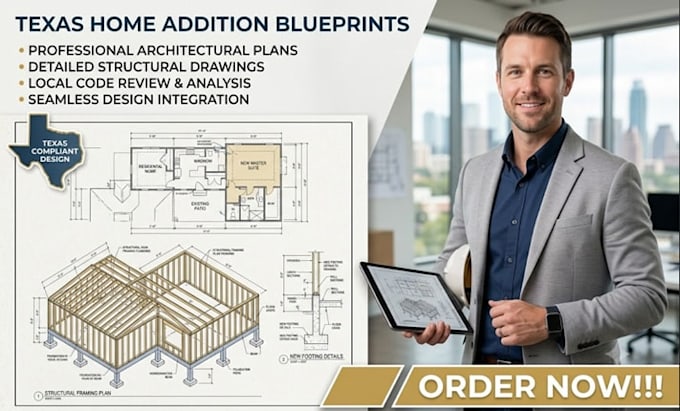 texas architectural and structural drawings, framing blueprints for additions
