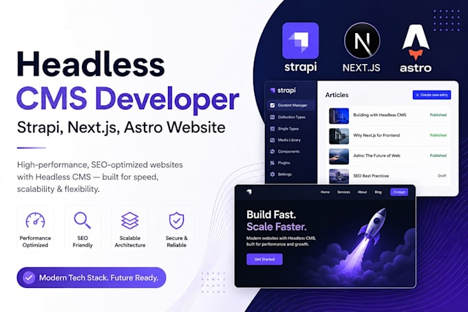 develop a headless cms website with strapi nextjs and astro